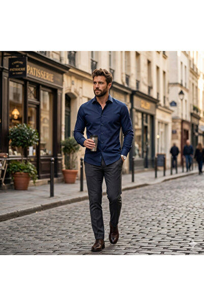 Fine Touch Men's Shirt Premium Series – Modern Cut, Stylish Combination, High...