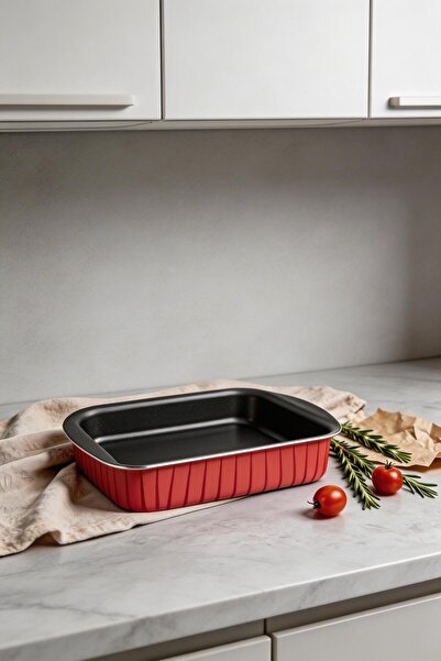 Mirolex Premium 42 cm Rectangular Non-Stick Oven Baking Tray | Red & Black Te...