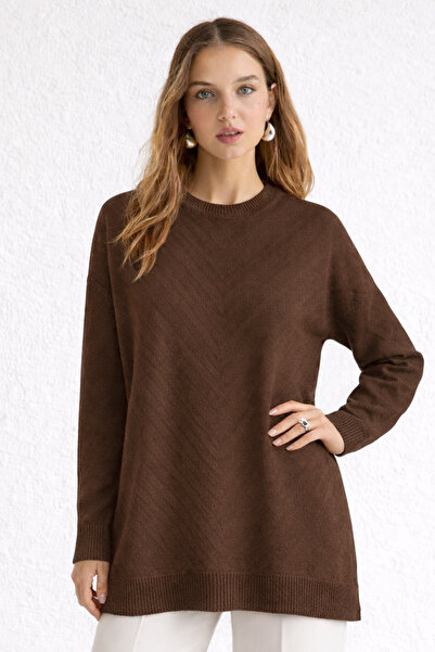 benguen Patterned Tesettür Tunic N3192 Mink