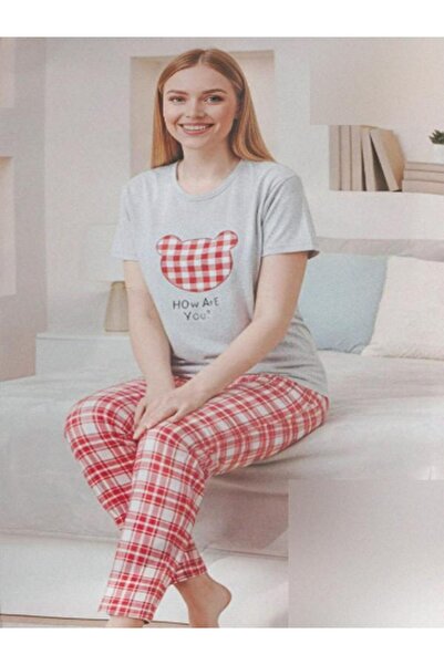 Nexo طقم بيجامة قماش منقش قطعة بنقشة دب