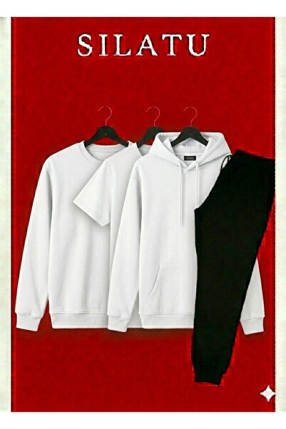 SILATU Sweat 4-Piece Package (T-Shirt-Shirt-Hoodie) Sweat Suit