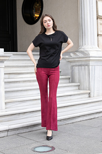 Jument Γυναικείο Μετάξι i Μπλούζα από μαλακό ύφασμα με φαρδιά λαιμόκοψη με πα...