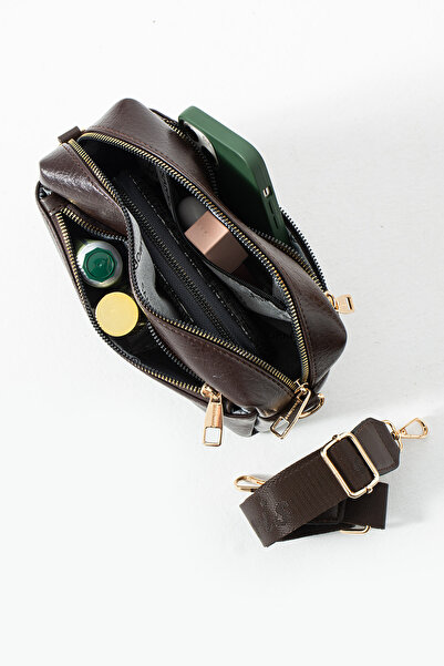 Sanmorris Ženska trivodička Prirodna koža Sa širokim bretelama Torba preko ra...