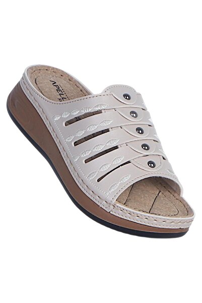 Apella 463-3 Sırma Beige Women's Flat Slipper