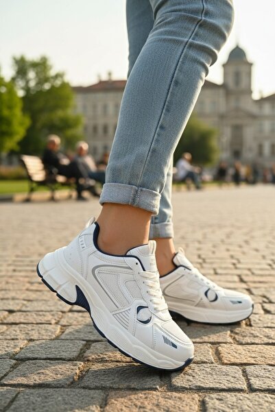 enoch حذاء رياضي نسائي برباط شبكي ونعل عالٍ