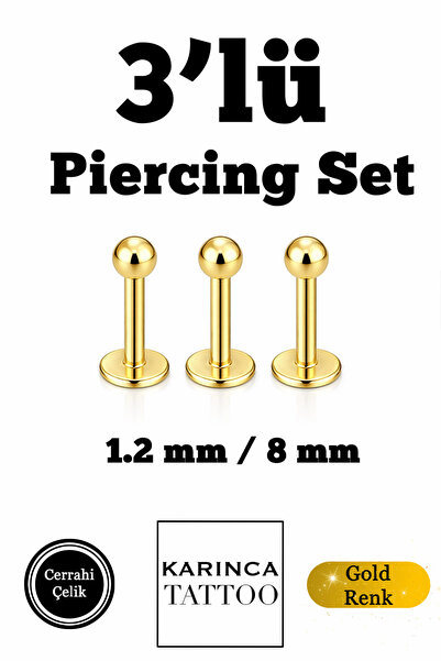 Karınca Piercing Cerrahi Çelik 3'lü Piercing Set
