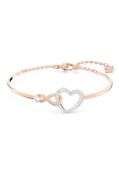 Swaroski Hyperbola Bracelet with Infinity Symbol and Heart, White, Multimetal...