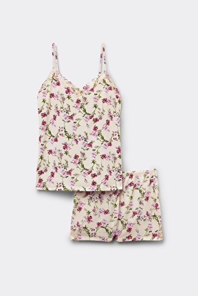 INTIMISSIMI Pretty Flowers Patterned Superior Cotton Piece Short Pajamas with...