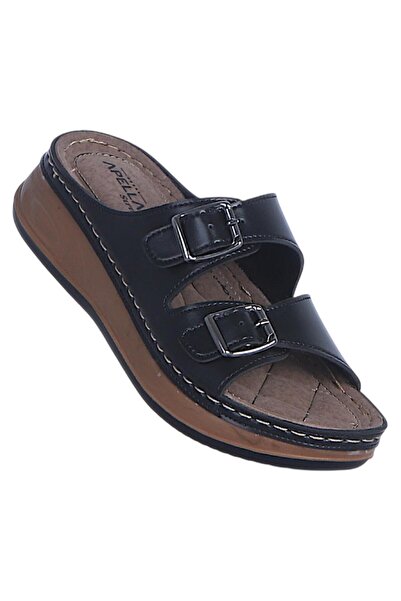 Apella 463-15 Sırma Black Women's Flat Slipper