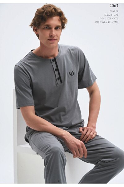 Pijadore 100% Cotton Piece Short Sleeve Men's Pajama Set Wide Size Option