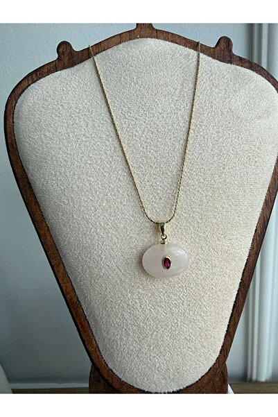 My Joyas Design Çelik Pudra Taşlı Etnik Kolye 45cm