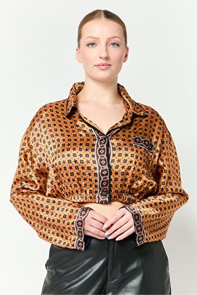 SANDRO Women Notched Collar Long Sleeve Allover Print Shirt, Multicolor