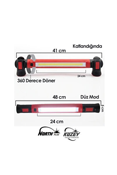DHT 1200 Lümen Mıknatıslı Çalışma Lambası Kaput Altı Şarjlı Lamba Katlanır Lamba