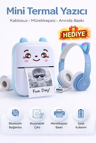 Omaze Mini Termal Yazıcı Kablosuz Telefon Bağlantılı Uygulama Kontrollü Etike...