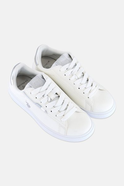 U.S. Polo Assn. Women Leather Brand Logo Lace Up Casual Shoes, White
