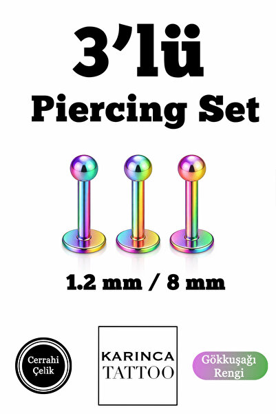 Karınca Piercing Cerrahi Çelik 3'lü Piercing Set