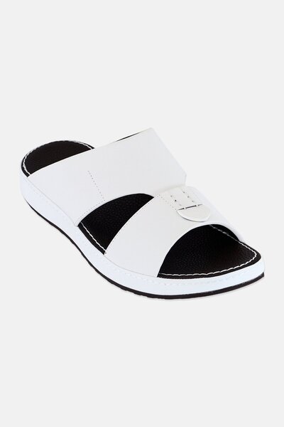 London Fog Men Slip On Arabic Sandals, White
