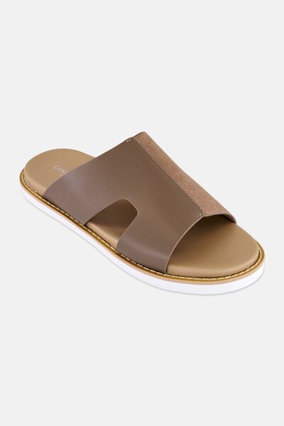 London Fog Men Slip On Micro Suede Arabic Sandals, Khaki