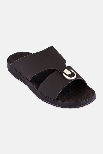 London Fog Men Slip On Arabic Sandals, Dark Brown