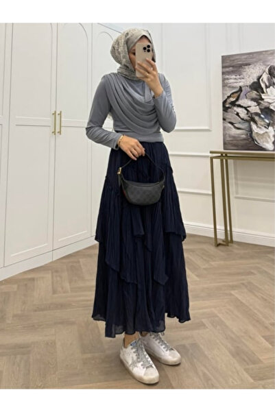 bezenstore VUAL KATLI LACİVERT ETEK