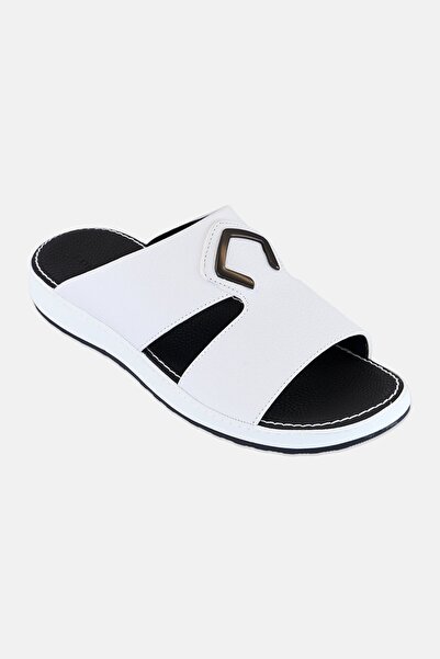 London Fog Men Slip On Arabic Sandals, White