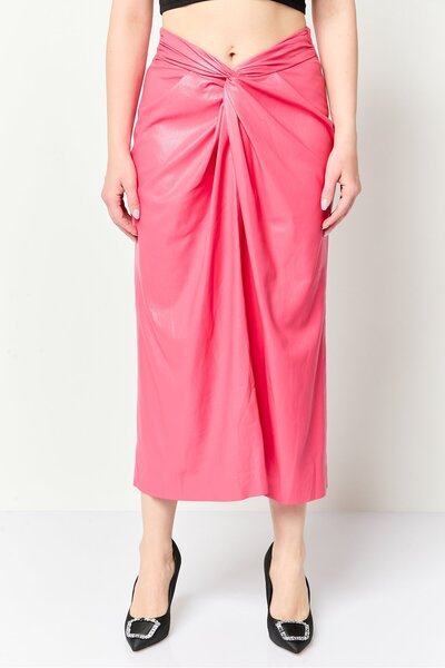 MSGM Women Solid Midi Skirt, Pink