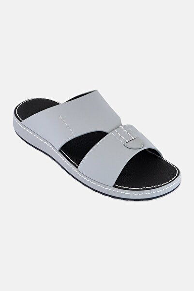 London Fog Men Slip On Arabic Sandals, Light Grey