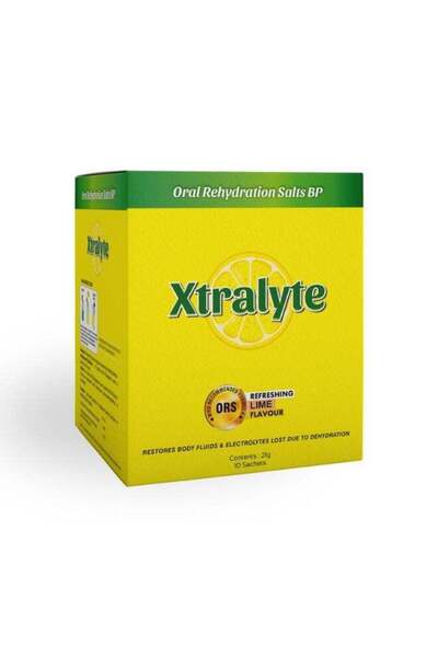 Xtralyte ORS Oral Rehydration Salt 10 Sachets 21G Lime Electrolyte Powder