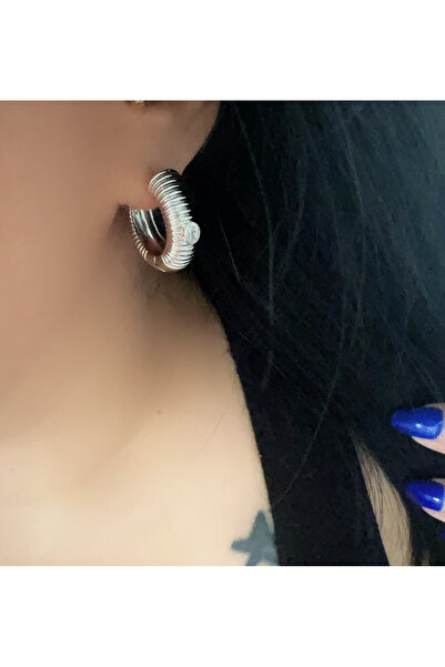 ACAR TAKI أقراط XUPING مرصعة بالأحجار - لون فضي ACR9192