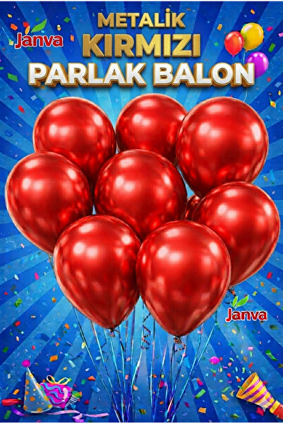 Janva 100 adet Metalik Parlak Büyük Boy Balon Parti Doğum Günü Açılış Süsleme...