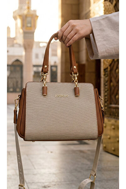 Just Polo Beige Women's Shoulder and Clutch Bag Polo Fabric