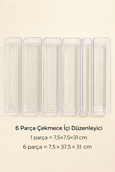 Hilamingo Home 6 Parça Şeffaf Renk Çekmece İçi Düzenleyici, Kaşıklık