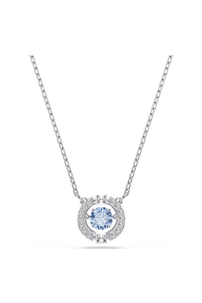 Swaroski Una Necklace Round cut, blue, plated with white gold-5279425