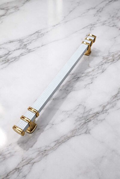 FARMUİM Kare Kulp Beyaz Gold Altın 160 Mm Kapı Dolap Vestiyer Çekmece Kulpu