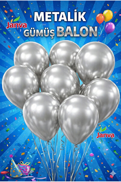 Janva 100 adet Metalik Parlak Büyük Boy Balon Parti Doğum Günü Açılış Süsleme...