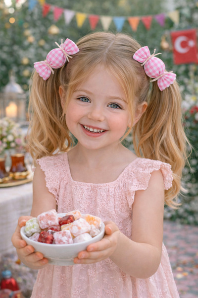 Nur Baby Bayramlık Fiyonk Toka – Kız Çocuk Şık ve Zarif Saç Aksesuarı pembe