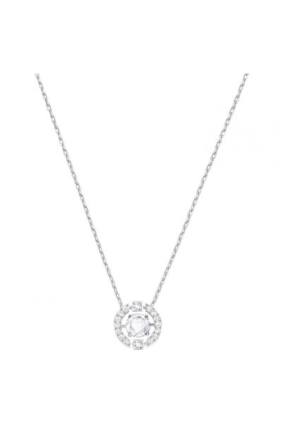 Swaroski قلادة رقص دائرية متلألئة مطلية بالروديوم