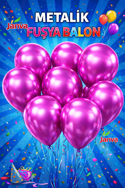 Janva 100 adet Metalik Parlak Büyük Boy Balon Parti Doğum Günü Açılış Süsleme...