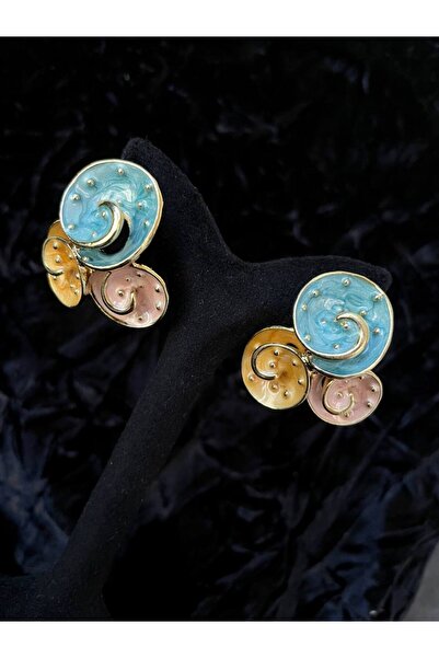 Luxiva Stainless Steel Special Design Mine Engraved Multi Color Women Earring