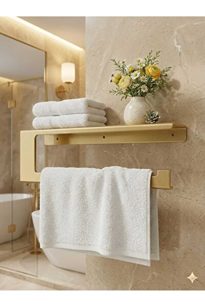 Dersel Dekor Modern Düzenleyici Metal Gold Duvar Açık Raflı Havlu Askılığı Me...