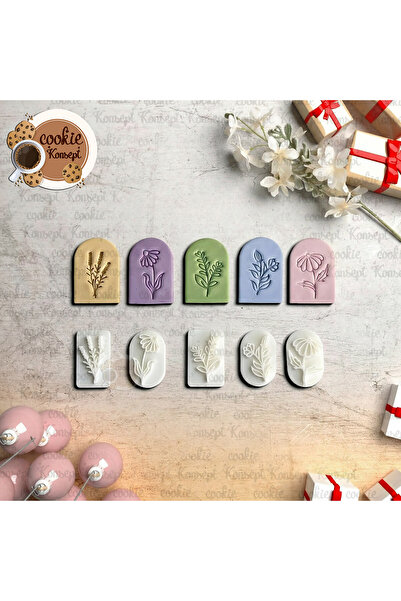 CookieKonsept Polimer Kil Kalıp Seti #49 - Çiçekler | Hobi Hamurları Uyumlu
