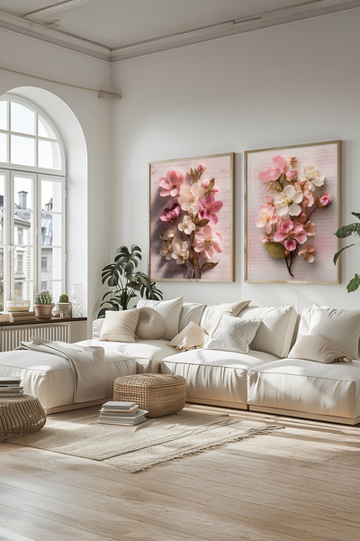 STARYUNA Wooden Framed Sakura Flower Double Painting Set Yuna581