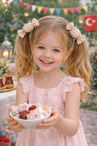 Nur Baby • Kız Çocuk Bayramlık Saç Tokası Klipsli – Çift Fiyonk Şık Model