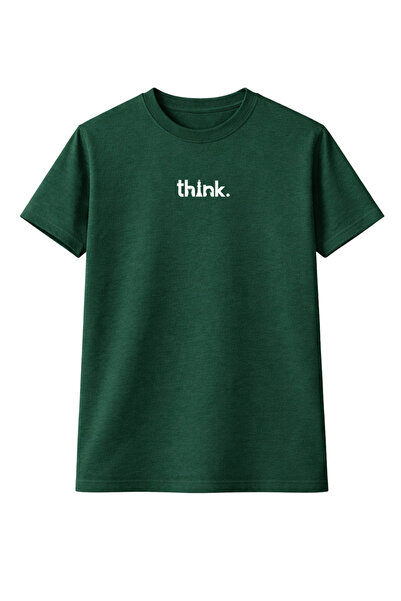 CLAYES Unisex Oversized Thi̇nk B Printed T-Shirt %100 P Cotton Crew Neck Casu...