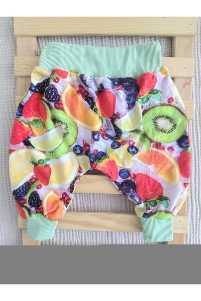 zsz tasarım KIZ BEBEK YAZLIK PAMUKLU MEYVE DESENLI SALVAR PANTALON