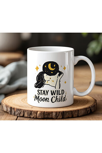 BB TRADE Stay Whild Moon Child Text Design Printed Ceramic Mug 330ml
