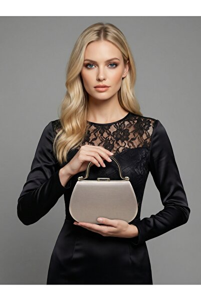 Biçanta Culoare gri, cu sclipici, satin, piatră, cu curele lanțuri, rochie de...