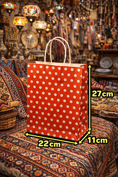 BİLGİ K K كرافت حقيبة أحمر، منقّط قطعة، حقيبة هدايا برباط حقيبة مقاس 22x27x11...