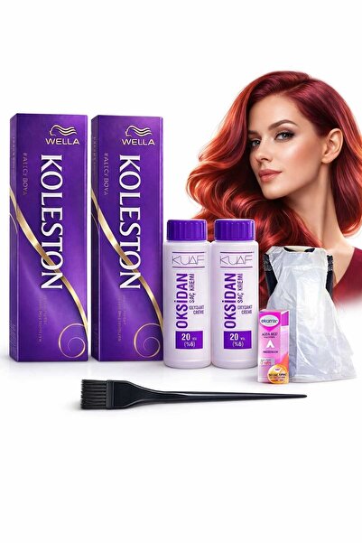 Wella Koleston Tüp Saç Boyası 3/4 Koyu Kestane 2Adet+Oksidan 20 Volume+Fırça