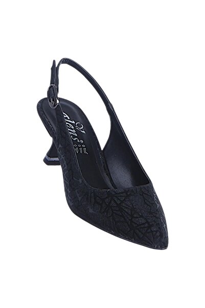 Ayakcenter Alens C9 Negru Argintiu Femei 5Cm pantofi cu toc